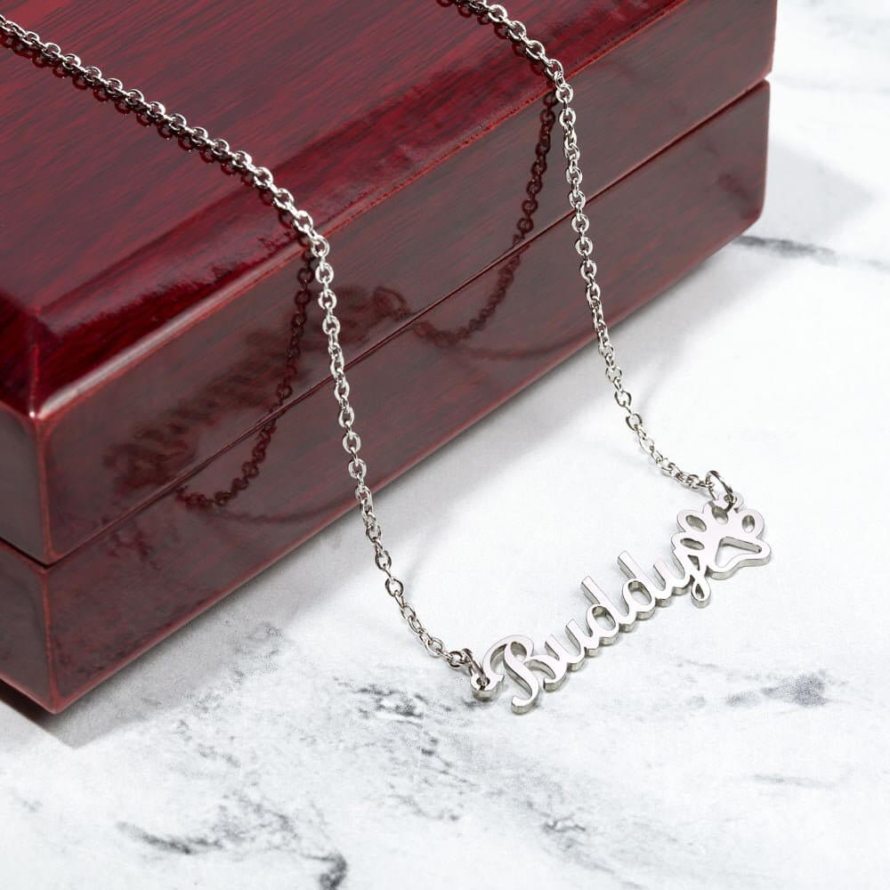 Personalized Name Necklace with Paw Print Pendant for Pet Lovers (No MC) - PrittiJewelry